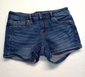 Aeropostale SHORTS Womens Jeans BOOTY shorts Blue Cuffed Shorts MIDI Sz 2 - Picture 1 of 7
