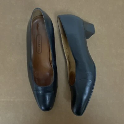 Zapatos Coach vintage para mujer 6 M zapatos de salón de cuero negro punta almendra hechos en Italia Foto 1 de 4