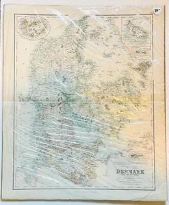 Antica mappa del 1860 - Danimarca e ducati. St Croix Islanda Bornholm Faeroes - Foto 1 di 2