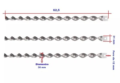 TURBOLATORI ELICOIDALI RICAMBIO PER CALDAIE E STUFE A PELLET LUNGH TOTALE 62,5 - Imagen 1 de 2