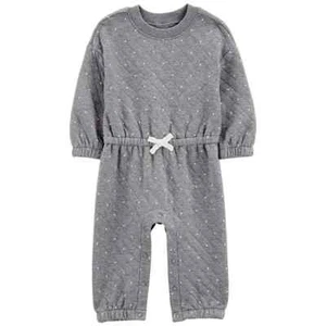 Baby Girl Carter's Polka Dot Double-Knit Jumpsuit, Girl's, Size: 3 Months, Gray - Picture 1 of 2