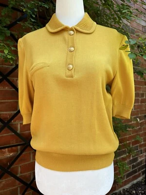 Suéter pequeño mostaza manga corta Valentino diseñador vintage años 90 para mujer Foto 1 de 4