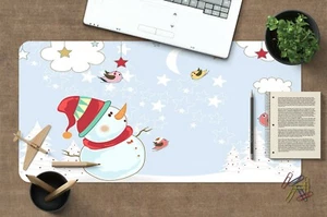 3D White Snowman Star Bird I852 Christmas Non-slip Desk Mat Keyboard Pad Amy - Picture 1 of 8