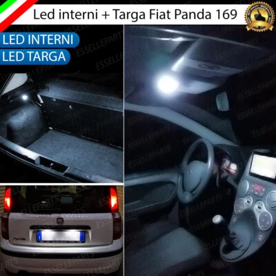 ESL KIT FULL LED INTERNI COMPLETO FIAT PANDA 169 + LUCI TARGA LED 21 LED CANBUS
