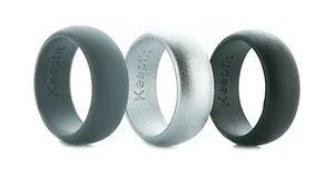 3 Silikon Ehering für Herren Metallic Silber Kautschuk Ring - Bild 1 von 5