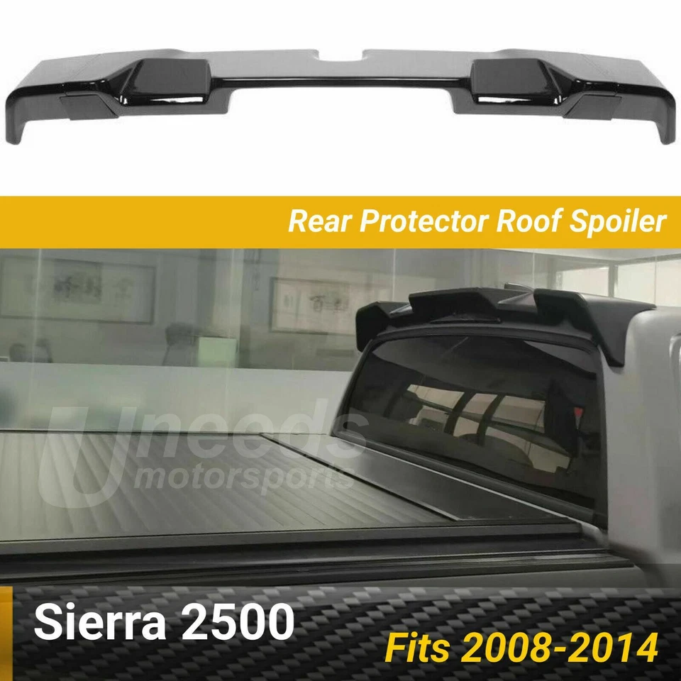 Fits 2008-2014 GMC Sierra 2500 HD Gloss Black Rear Protector Truck Cab Spoiler - Image 1 of 4