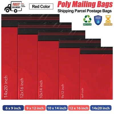 Red Mailing Bags Strong Plastic Poly Postage Post Postal Self Seal Packaging
