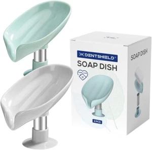2 Packs of 2 Leaf-Shaped Soap Holders with Drainage–Easy Clean Soap Dish - Picture 1 of 8