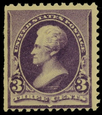 1890 US Scott# 221 - 3 Cent Jackson Purple Mint OGph - Thin - Image 1 of 2