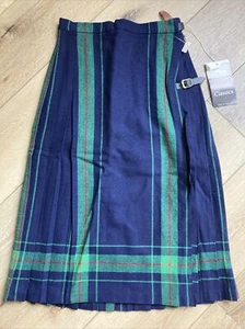 GLENISLA Scotland Wool Kilt Pleated Wrap Midi Skirt Plaid Buckle Size 8 SEE MEAS - Picture 1 of 5