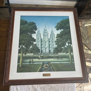 SALT LAKE TEMPLE BY ERIC DOWDLE SIGNED NUMBERED PRINT FRAMED 34”x 31” - Picture 1 of 13