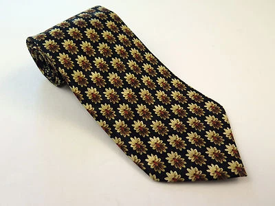 Corbata italiana Ermenegildo Zegna pura seda negra diseño exclusivo floral usada en excelente estado Foto 1 de 4