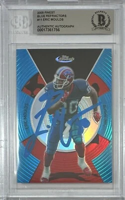 Eric Moulds autographed signed Topps finest 2005 149/299 Buffalo Bills BAS Encap - Image 1 of 3