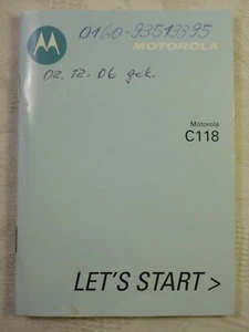 Mode D'Emploi Téléphone Portable Motorola C118 Allemand - Photo 1 sur 4