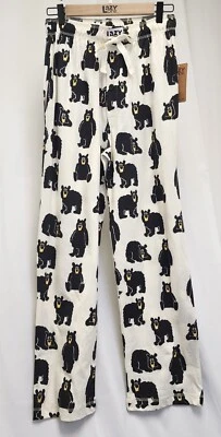 Lazy One Mens Unisex Pajama Lounge Pants Family Bear. Side pockets. 100% Cotton - Image 1 of 4
