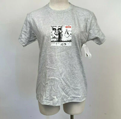 Obey Women's Box T-Shirt The Medium is the Message Grey SM NWT Shepard Fairey - Image 1 of 2