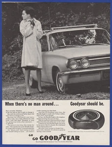 Vintage 1964 GOODYEAR Tires Gas Station Racing Garage Art Decor Print Ad 1960's - Picture 1 of 1