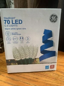 NEW GE StayBright LED C-5 Lights Warm White - Green Wire 70ct. - Picture 1 of 6