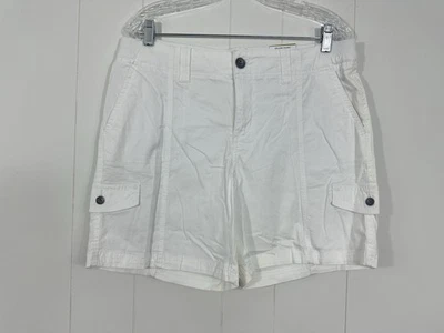 Bermuda cargo feminina Style & Co cintura média branca tamanho 14 pequena em ziguezague nova com etiquetas - Imagem 1 de 4