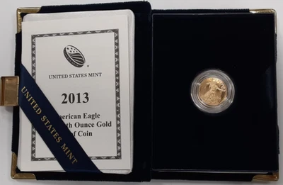 Moneda de $5 American Gold Eagle 2013-W 1/10 OZ prueba en OGP Foto 1 de 4