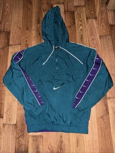Nike Jacke Vintage Swoosh Small Herren Windbreaker türkis lila 44” Brustumfang * Bindeschaden - Bild 1 von 4