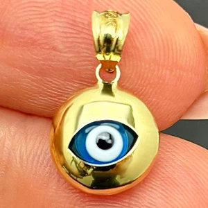 Colgante de oro amarillo de 14 quilates buena suerte mal de ojo 0,7" - Imagen 1 de 6