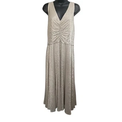 Lauren Ralph Lauren платье размер 14 шикарный Серебряный вечернее платье вечеринки свадьбы - Изображение 1 из 4