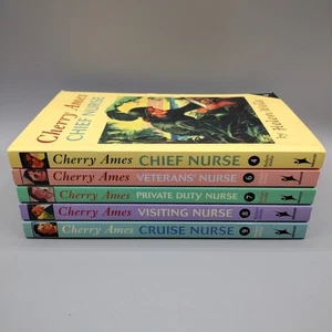 Lot of 5 Cherry Ames Books 4 6 7 8 9 Paperback 6-9 Chief Cruise Visiting Duty - Picture 1 of 24