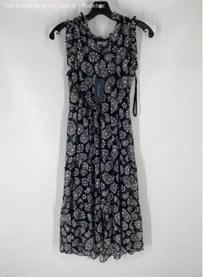 Tommy Hilfiger Womens Black White Paisley Sleeveless Midi A-Line Dress Size 2 - Image 1 of 4