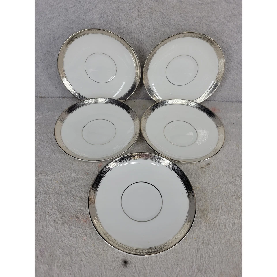 Juego de 5 platillos Waterford Fine English China Newgrange platino adornos Foto 1 de 4