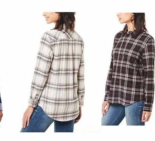 Camisa de franela a cuadros vintage resistente a la intemperie para mujer manga larga Foto 1 de 1