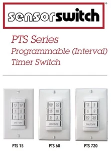 SENSOR SWITCH® PTS 60 WH PROGRAMMABLE INTERVAL TIMER SWITCH 60 MINUTE MAX WHITE - Picture 1 of 4