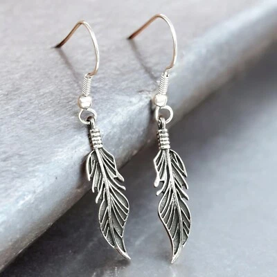 Leaf Earrings Solid 925 Sterling Silver Gift Stunning Jewelry For Women Girls - Image 1 of 3