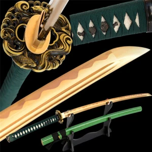 Golden Blade Sharp Katana Battle Ready Green Japanese Samurai Handmade Sword New - Picture 1 of 11