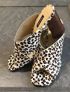 NUEVAS SANDALIAS NINE WEST BEIGE MARRÓN ANIMAL PRINT CUERO TALLA 9 M - Imagen 1 de 6
