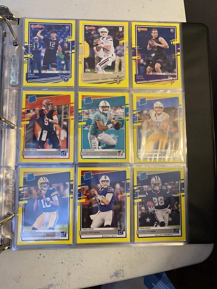2020 Donruss NFL Yellow Press Proof Complete 350 Card Set - Hurts Love Burrow - Image 1 of 4