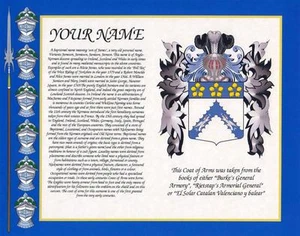 HERITAGE COAT OF ARMS WITH SURNAME HISTORY PRINT 10" x 8" & FREE A4 NAME HISTORY - Picture 1 of 6