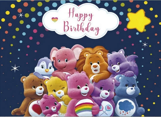 CARE BEARS & Friends Happy Birthday Scene Setter wall mural BACKDROP 5'x3' set#4 - Image 1 of 1