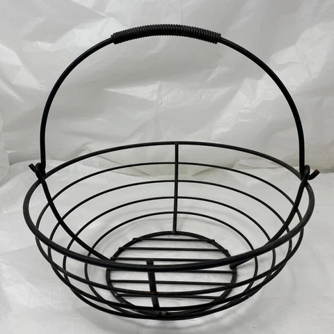 Vintage Round Iron Basket With Handle Fern holder Cottage  Fruit Basket  Plan Cover