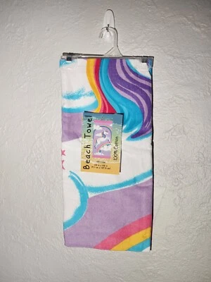 Toalla de Playa 28X58 pulgadas Multicolor Arco Iris Unicornio 100% Algodón Nueva con Etiquetas Foto 1 de 3