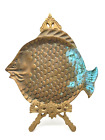 Pièce de poisson vintage en laiton plateau bijoux plat attrape-bijoux décoration 8" de long