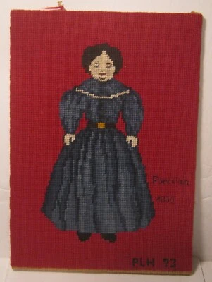 Retrato cosido a mano de muñeca antigua de porcelana de 1860 con iniciales PLH con fecha 1973!! Foto 1 de 4