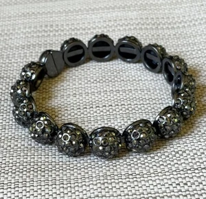 Magnetverschluss Armband dunkelgrau Strass Perlenarmband Modeschmuck - Bild 1 von 6