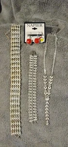 Napier Necklace Bracelet Statement Jewelry Silver Tone Vintage - Picture 1 of 20