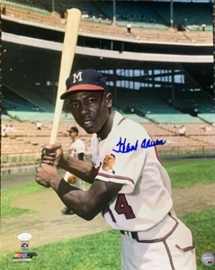 Foto firmada de los Braves HANK HENRY AARON 16x20 #8 AUTOMÁTICA - CORTE - MVP - 57 Campeón - JSA - Imagen 1 de 2