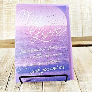 Hallmark Anniversary Greeting Card 5x7 For Wife Woman Purple Pink Ocean Love - Picture 1 of 8
