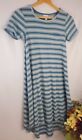 Nwot LuLaRoe Carly Dress XXS Blue Striped High Low Swing T-Shirt Womens Size