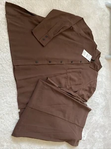 Zara Brown Co Ord Pleated Trousers Overshirt With Vents Size S - Picture 1 of 6