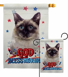 Patriotic Siamese Garden Flag Animals Cat Decorative Gift Yard House Banner - Picture 1 of 19