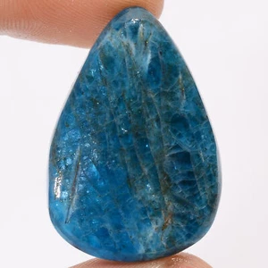 Natural Neon Blue Apatite Pear Shape Cabochon Gemstone 44 Ct 32X22X5 mm GC-36165 - Picture 1 of 2